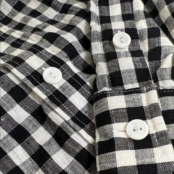 Jones New York Black and White Plaid Women 100% Linen Shirt - Picture 7 of 8